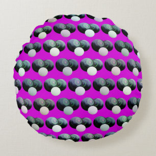 Coussins Ronds Motif de boules de pelouse magenta,