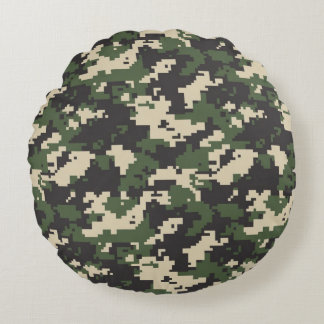 Coussins Ronds Motif de camouflage numérique vert