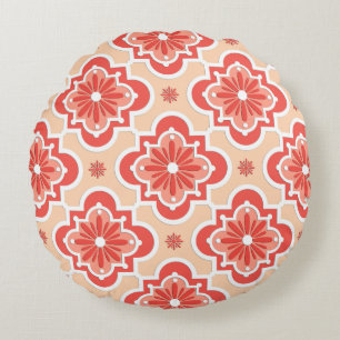 Coussins Ronds Motif de carreaux marocains - Nuances de corail or