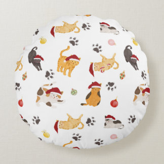 Coussins Ronds Motif de chat de vacances mignon