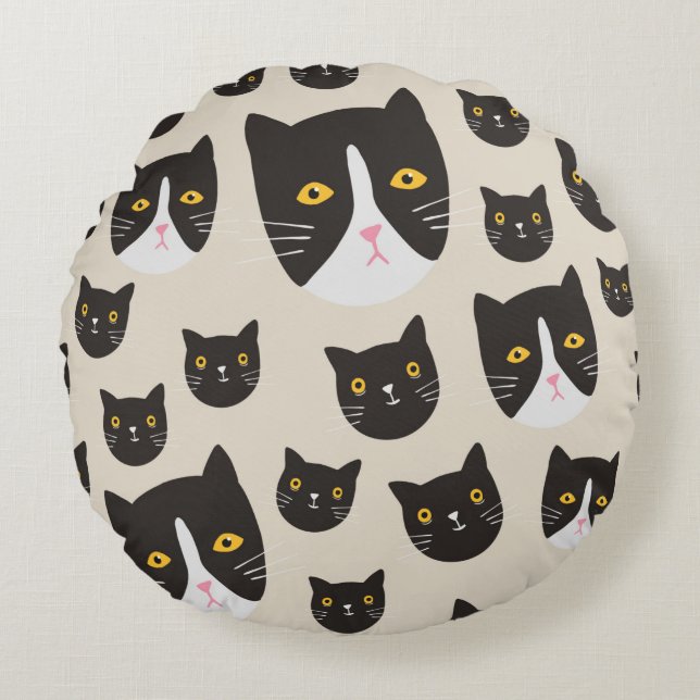 Coussins Ronds Motif de chat sans joint/ (Devant)