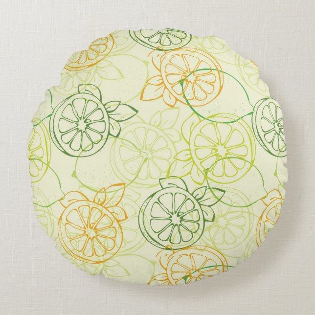 Coussins Ronds Motif de citron (Devant)