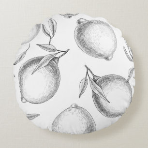 Coussins Ronds Motif de citron dessiné à la main