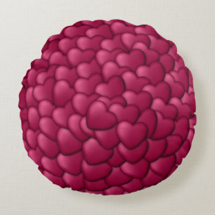 Coussins Ronds Motif de coeurs rouges 3D romantiques-32322