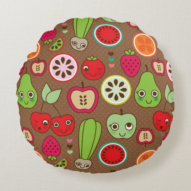 Coussins Ronds Motif de cuisine de fruit (Devant)
