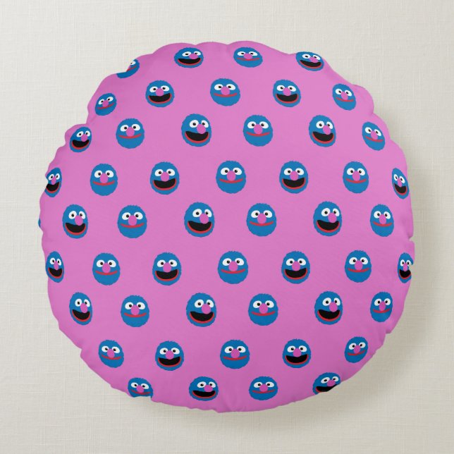 Coussins Ronds Motif de face de Grover rose (Devant)