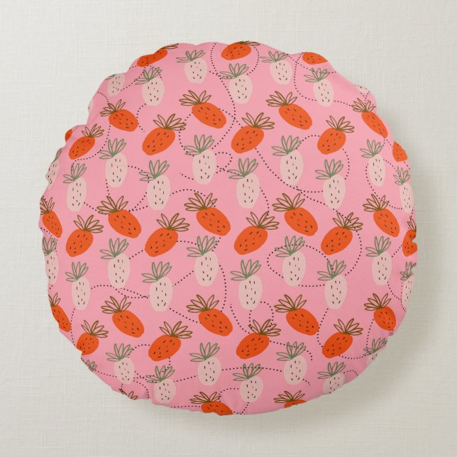 Coussins Ronds Motif de griffes blanc rose (Devant)