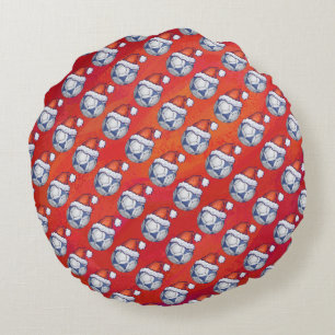 Coussins Ronds Motif de la balle de soccer en bleu et blanc sur r