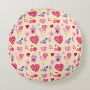 Coussins Ronds Motif de l'icône de la Saint Valentin rose