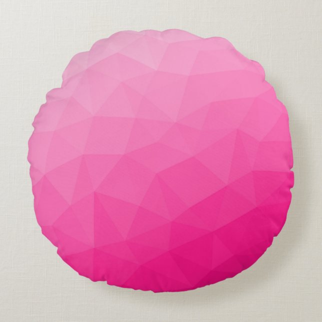 Coussins Ronds Motif de maillage géométrique rose chaud (Devant)
