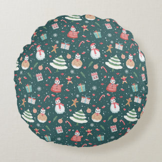 Coussins Ronds Motif de Noël Bonhomme de Neige Adorable