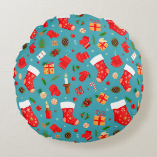 Coussins Ronds Motif de Noël coloré