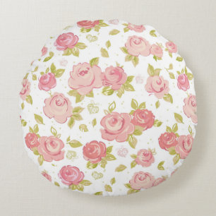 Coussins Ronds Motif de papier peint d'élégance des roses roses
