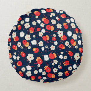 Coussins Ronds Motif de petites fleurs heureuses
