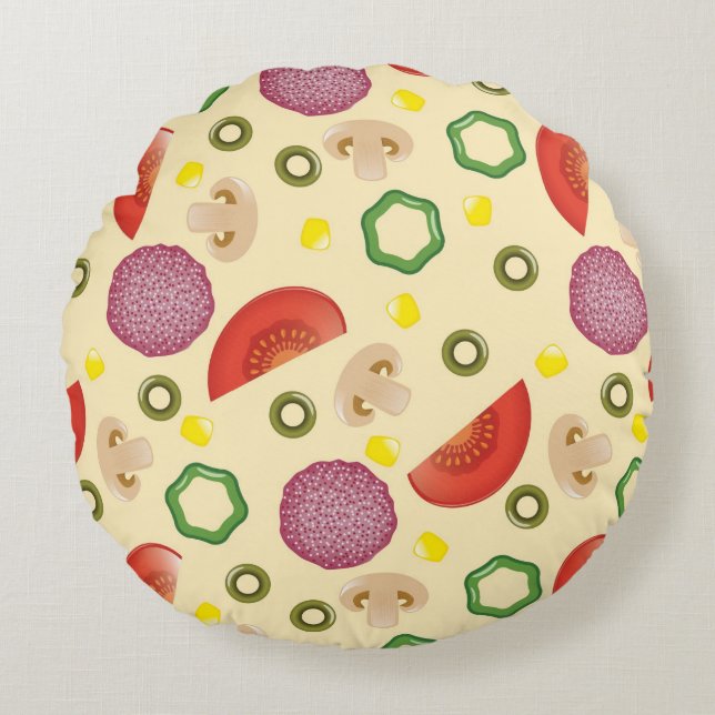 Coussins Ronds Motif de pizza 2 (Devant)
