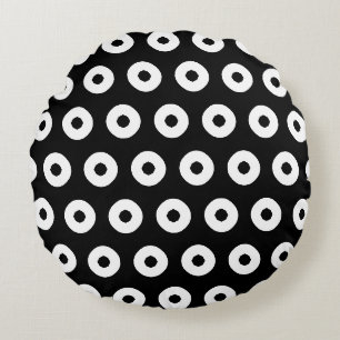 Coussins Ronds Motif de point Polka noir/blanc