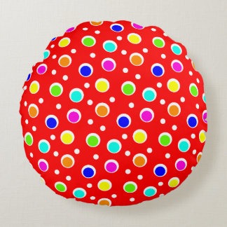 Coussins Ronds Motif de points de couleur vive