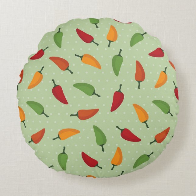 Coussins Ronds Motif de poivre de piments (Devant)