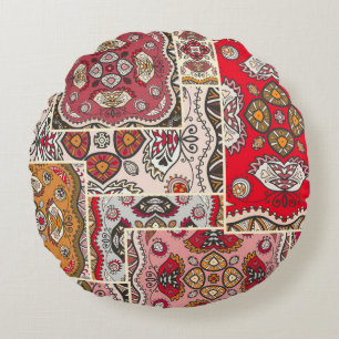 Coussins Ronds motif de surface composée patchwork vintage. Décor