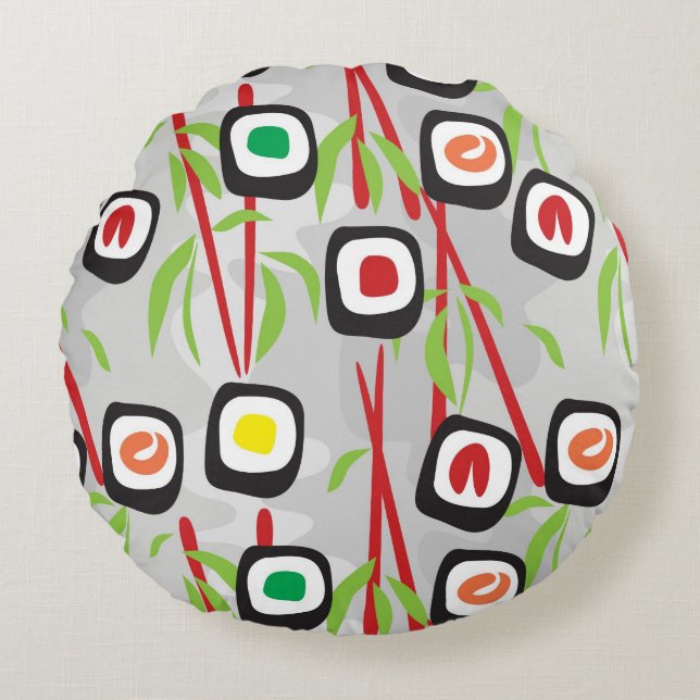 Coussins Ronds Motif de sushi (Devant)