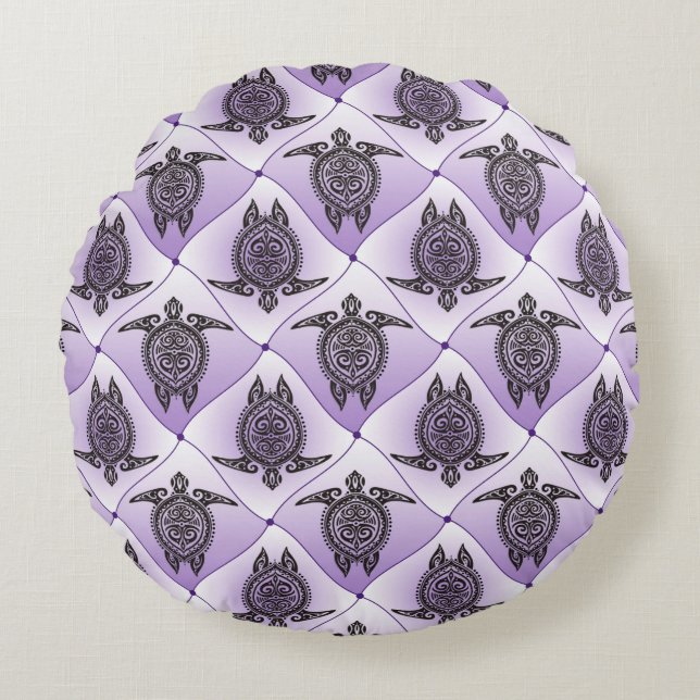 Coussins Ronds Motif de tortues de mer chamanique - violet (Devant)