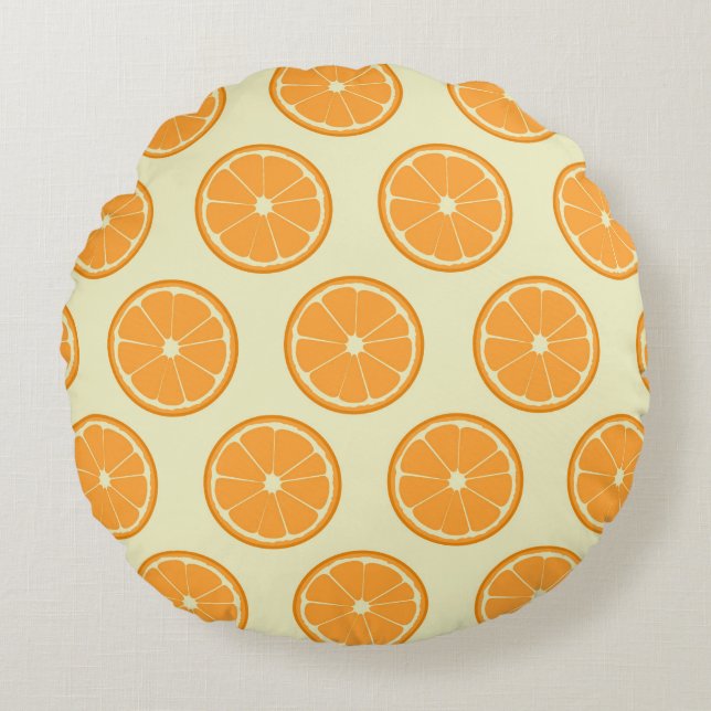 Coussins Ronds Motif de tranche orange (Devant)