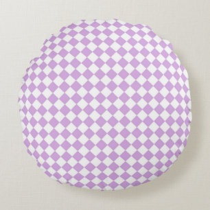 Coussins Ronds Motif de vérification violet et blanc