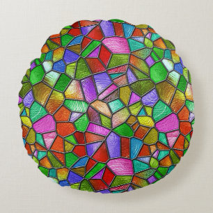 Coussins Ronds Motif de vitrail coloré 🌈