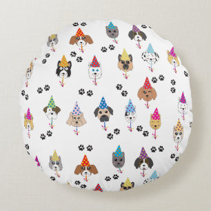 Coussins Ronds Motif des chiens de fête d'anniversaire