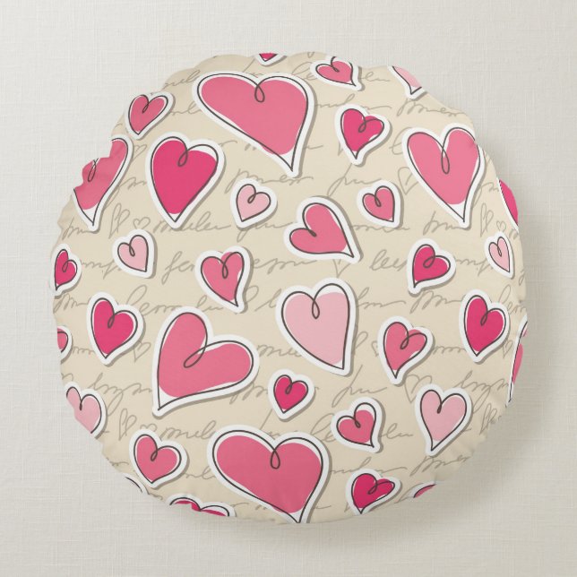 Coussins Ronds Motif des coeurs (Devant)