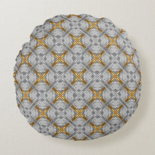 Coussins Ronds Motif des médaillons de gris brillant d'or et d'ar
