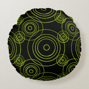 Coussins Ronds Motif des ondulations de pluie verte de chaux