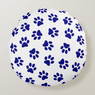 Coussins Ronds Motif Des Paws, Paws Chiens, Paws Bleus Marine