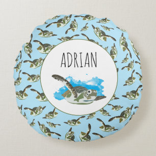 Coussins Ronds Motif des Tortues de mer