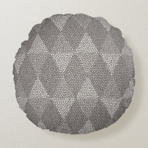 Coussins Ronds Motif Diamant Argent en Verre Coloré