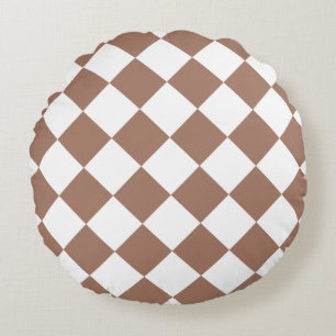 Coussins Ronds Motif diamant en blanc et Mocha Mousse
