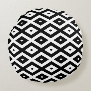 Coussins Ronds Motif diamant noir et blanc