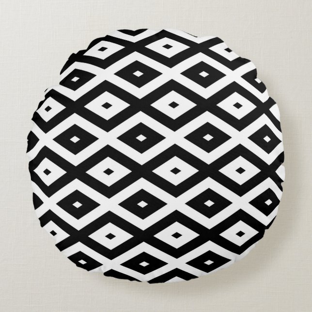 Coussins Ronds Motif diamant noir et blanc (Devant)
