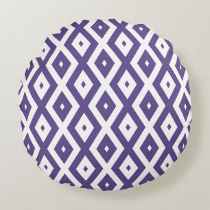 Coussins Ronds Motif diamant ultra violet et blanc