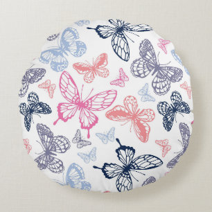 Coussins Ronds Motif d'illustration de papillon coloré mignon fil
