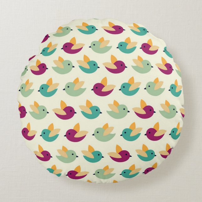 Coussins Ronds Motif d'oiseaux (Devant)