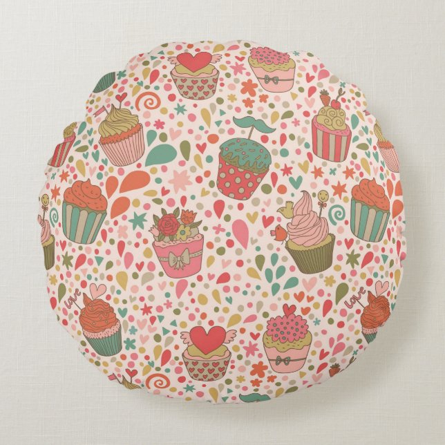 Coussins Ronds Motif doux (Devant)
