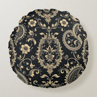 Coussins Ronds Motif élégant vintage paisley damassé