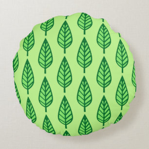 Coussins Ronds Motif en feuille de hêtre - nuances vertes