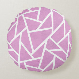 Coussins Ronds Motif en mosaïque rose et blanc