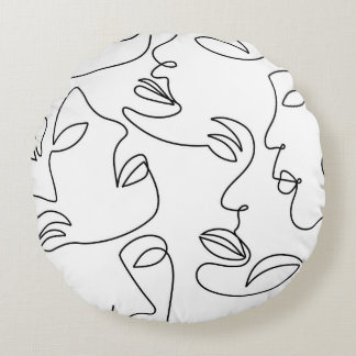Coussins Ronds Motif face Abstrait d'une ligne