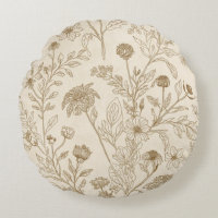 Motif floral de dessin au trait botanique sépia an