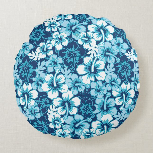 Coussins Ronds Motif floral de ketmie de surf (Devant)
