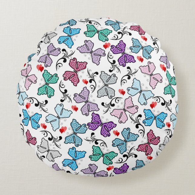 Coussins Ronds Motif floral de Valentine (Devant)