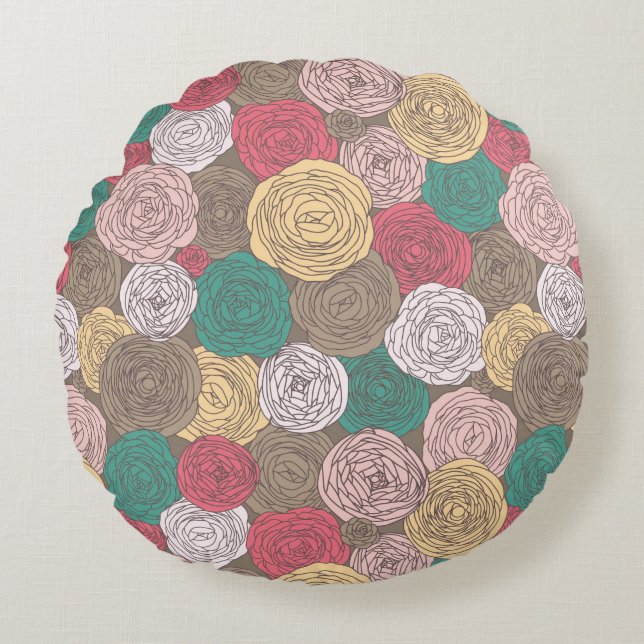 Coussins Ronds Motif floral élégant. Floral lumineux (Devant)